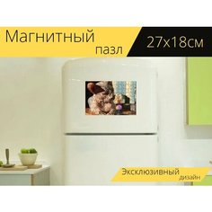Магнитный пазл "Кот, сфинкс, донской сфинкс" на холодильник 27 x 18 см. Lots Prints