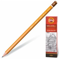 Карандаш чернографитный KOH-I-NOOR 1500, 1 шт, 6B, корпус желтый, заточенный, 150006B01170RU В комплекте: 12шт.