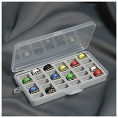 Органайзер для ниток, 18 × 9,5 × 3 см, на 30 шпулек, 2,1 × 1,2 × 1,1 см, цвет серый/прозрачный Арт Узор