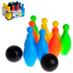 Набор боулинг: 10 кеглей + 2 шара, микс Noname