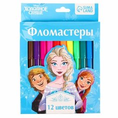 Фломастеры, 12 цветов, в картонной коробке, Холодное сердце Россия
