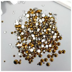 Декор для творчества стекло "Стразы усечённый конус. Золотые" d=1,5-6,5 мм набор 1000 шт КНР