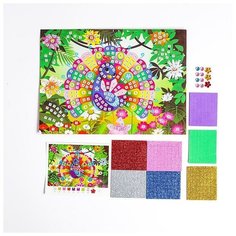 Мозаика стикерная «Павлин» блестки, стразы КНР