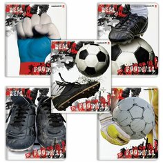 Тетрадь А5, 48 л, альт, скоба, клетка, гибридный лак, "настоящий футбол" (5 видов), 7-48-597 - 10 шт.