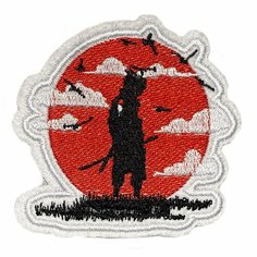 Нашивка, шеврон, патч (patch) Аниме на фоне солнца, размер 8,5*8 см, 1 шт Нет бренда