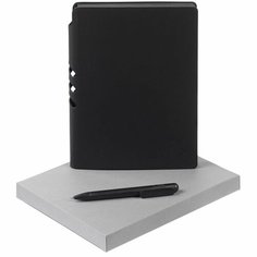 Набор Flexpen Shall, черный, 16,5х21,3х2 см, ежедневник - искусственная кожа; ручка - пластик; коробка - картон Нет бренда