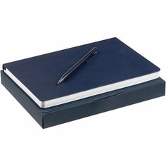 Набор Romano, синий, 16,5х21х2,5, ежедневник - искусственная кожа; ручка - металл; коробка - картон Нет бренда