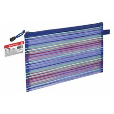 Папка-конверт на молнии формат B5+ (310х220 мм), сетчатая ткань, BRAUBERG "Stripes", 224047
