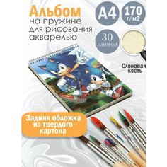 Альбом планшет для рисования акварелью мультфильм Соник Альбомы