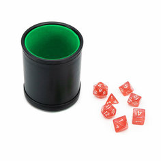 Набор Stuff-Pro: Шейкер для кубиков кожаный с крышкой, зеленый + кубики Аврора Янтарь