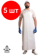 Комплект 5 штук, Фартук многоразовый Ларипол полиуретановый облегченный 90x115, белый 150мкм