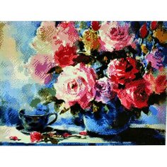 Алмазная мозаика квадратные стразы маки, розы, пионы, 40*50 "натюрморт Подсолнухи с фруктами "полевые цветы, букет. Осень Сирень, Кофе, чашки Kakadu