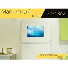 Магнитный пазл "Мальдивы, остров, синий" на холодильник 27 x 18 см. Lots Prints