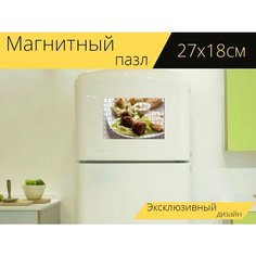 Магнитный пазл "Хумус, фалафель, подлинный греческий" на холодильник 27 x 18 см. Lots Prints