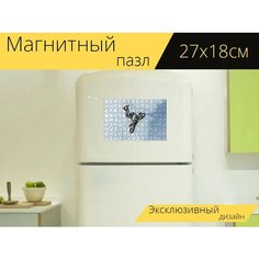 Магнитный пазл "Байкер, мотоцикл, трюк" на холодильник 27 x 18 см. Lots Prints