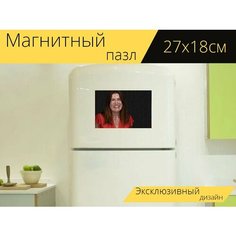 Магнитный пазл "Женщина, лицо, модель" на холодильник 27 x 18 см. Lots Prints