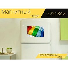 Магнитный пазл "Парашют, небо, прыжки с парашютом" на холодильник 27 x 18 см. Lots Prints