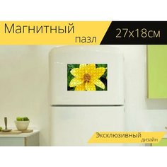 Магнитный пазл "Цветок, желтый, турецкий" на холодильник 27 x 18 см. Lots Prints