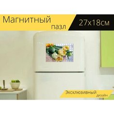 Магнитный пазл "Тюльпаны, цветы, букет" на холодильник 27 x 18 см. Lots Prints
