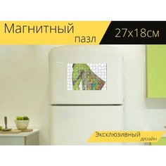 Магнитный пазл "Сари, мода, шелк" на холодильник 27 x 18 см. Lots Prints