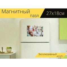 Магнитный пазл "Животное, стулья, чихуахуа" на холодильник 27 x 18 см. Lots Prints