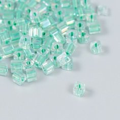 Бисер стекло 6/0 "Кубик. Полупрозрачный. Зелёный" 10 гр Noname