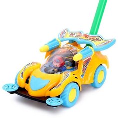Каталка «Машинка гонка» на палочке, цвета микс Romanoff