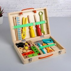 Развивающая игра «Набор плотника + конструктор в чемоданчике» 7×30×23 см, 33 элемента Noname