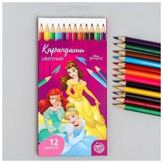 Карандаши цветные, 12 цветов "Принцессы Дисней", Принцессы Нет бренда
