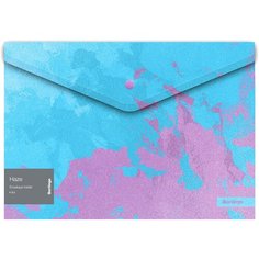 Папка-конверт на кнопке Berlingo "Haze" А4, 180мкм, голубая/сиреневая, с рисунком, глиттер-эффект, 5 штук