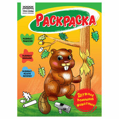 Раскраска А5 Три совы "Дружная компания животных", 16стр.
