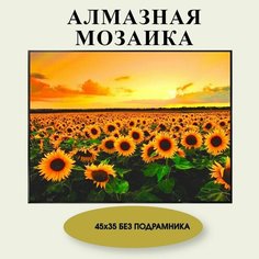 Алмазная мозаика, без подрамника, Живопись, Алмазное хобби, Картина стразами "Подсолнухи" 45х35 см Нет бренда