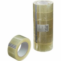 Клейкая лента упаковочная 48мм х 132м, прозрачный, 43мкм, 6 шт/уп Noname