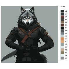 Картина по номерам,"Живопись по номерам",100 x 100, LI-182, волк воин