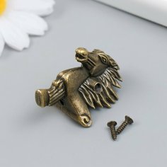 Уголок (ножка) для шкатулки металл "Голова лошади" бронза 2,8х3,9 см Россия