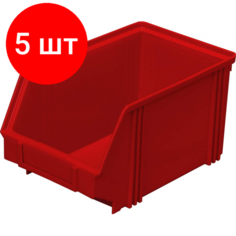 Комплект 5 штук, Лоток для склада 250 х 148 х 130 красный(7967), сп Noname