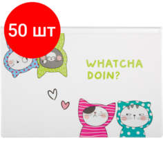 Комплект 50 штук, Папка-конверт на молнии M&G So Many Cats, A5, 0.18 мм, в асс ADM929FP MG