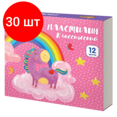 Комплект 30 наб, Пластилин №1 School Волшебный единорог 12 цв, 15 гр