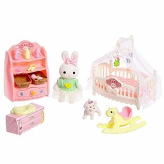 Игровой набор Зайчик: детская комната с набором мебели, питомцем и аксессуарами Нет бренда