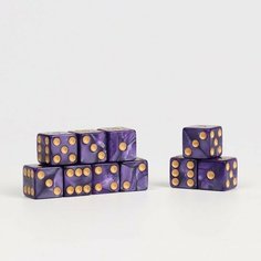 Набор кубиков игральных "Время игры", 10 шт, 1.6 х 1.6 см, фиолетовые (комплект из 6 шт)
