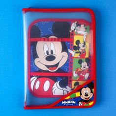 Папка для труда А4 с откидной планкой, на молнии, пластик, Микки Маус Disney