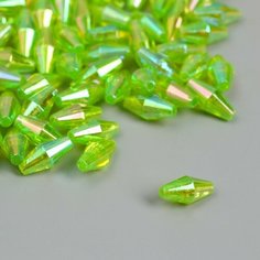 Арт Узор Бусины для творчества пластик "Ромб-кристалл голография зелень" набор 20 гр 0,6х0,6х1,2 см