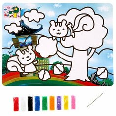 Фреска с цветным основанием «Белочки», 9 цветов песка, 3 штуки Noname