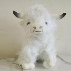 Мягкая игрушка Шотландская корова 25 см белая длинношерстная китай
