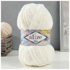 Пряжа "Softy mega" 100% микрополиэстер 70м/100гр (62 светло-молочный), 1шт Alize