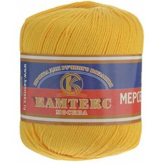 Пряжа Камтекс Хлопок мерсеризованный желтый (104), 100%мерсеризованный хлопок, 200м, 50г, 5шт