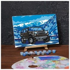 Картина по номерам на холсте с подрамником "Внедорожник в горах" 20х30 см Pro Market