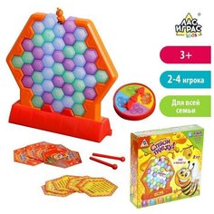 Настольная игра на ловкость и реакцию "Спаси пчелу": игровое поле, рулетка, пчела, 2 палочки, карточки игровые, инструкция Pro Market