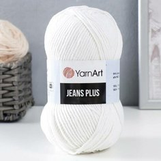 Пряжа "Jeans plus" 55% хлопок, 45% акрил 160м/100гр (01 белый) 9343823 Yarn Art