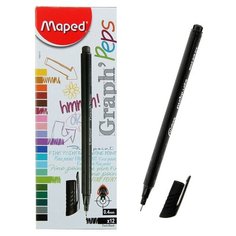 Ручка капиллярная (линер) MAPED (Франция) "Graph Peps", черная, трехгранная, корпус черный, линия письма 0,4 мм, 749111
